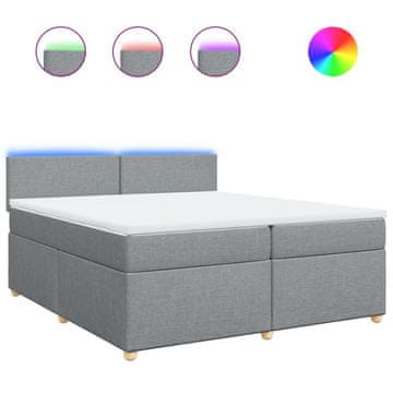 Vidaxl Box spring postelja z vzmetnico svetlo siva 200x200 cm blago