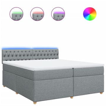 Vidaxl Box spring postelja z vzmetnico svetlo siva 200x200 cm blago