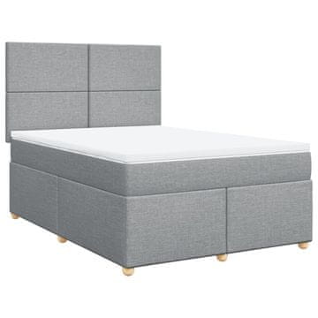 Vidaxl Box spring postelja z vzmetnico svetlo siva 160x200 cm žamet