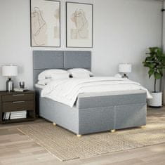 Vidaxl Box spring postelja z vzmetnico svetlo siva 160x200 cm žamet