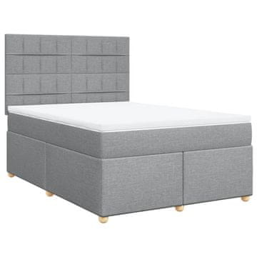 Vidaxl Box spring postelja z vzmetnico svetlo siva 160x200 cm žamet
