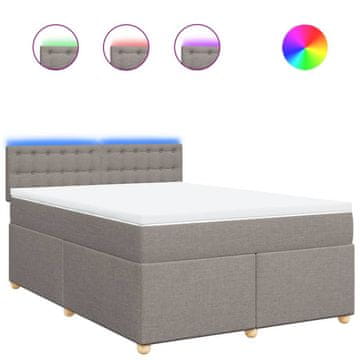 Vidaxl Box spring postelja z vzmetnico taupe 140x200 cm blago