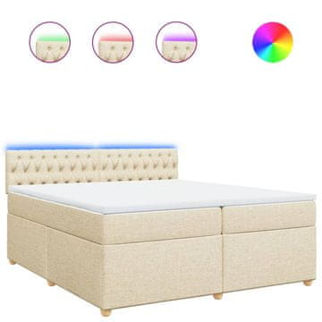 Vidaxl Box spring postelja z vzmetnico krem 200x200 cm blago