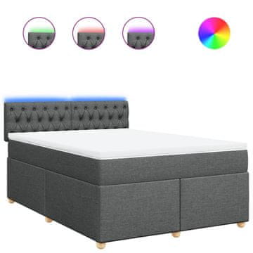 Vidaxl Box spring postelja z vzmetnico temno siva 160x200 cm blago