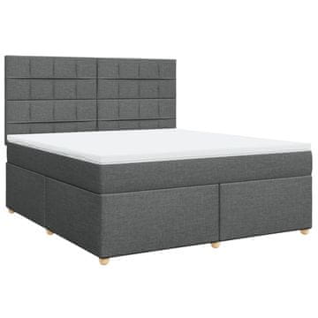 Vidaxl Box spring postelja z vzmetnico temno siva 180x200 cm blago