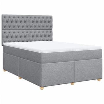 Vidaxl Box spring postelja z vzmetnico svetlo siva 140x200 cm blago
