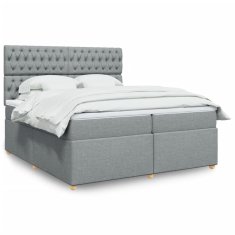 Vidaxl Box spring postelja z vzmetnico svetlo siva 200x200 cm blago
