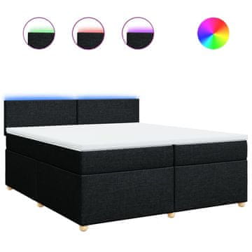 Vidaxl Box spring postelja z vzmetnico črn 200x200 cm blago