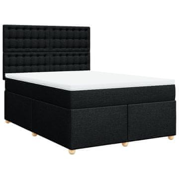 Vidaxl Box spring postelja z vzmetnico črna 140x200 cm blago