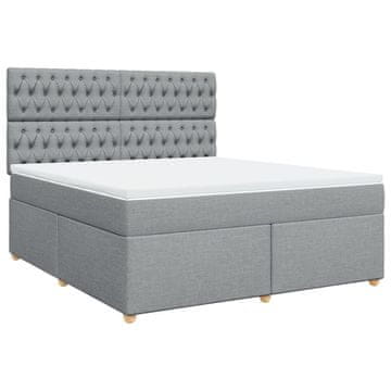 Vidaxl Box spring postelja z vzmetnico svetlo siva 180x200 cm blago