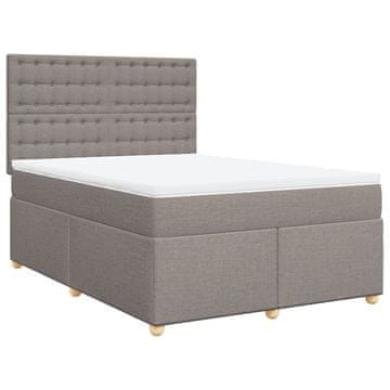 Vidaxl Box spring postelja z vzmetnico taupe 140x200 cm blago