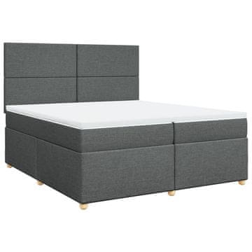 Vidaxl Box spring postelja z vzmetnico temno siva 200x200 cm blago