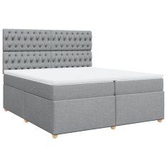 Vidaxl Box spring postelja z vzmetnico svetlo siva 200x200 cm blago