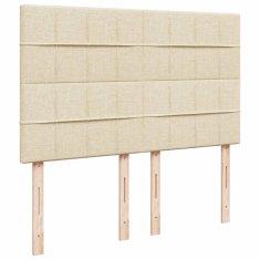 Vidaxl Box spring postelja z vzmetnico krem 160x200 cm blago