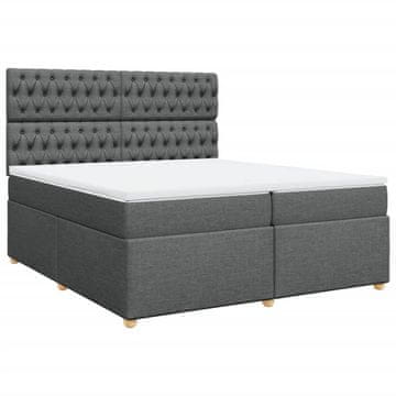 Vidaxl Box spring postelja z vzmetnico temno siva 200x200 cm blago