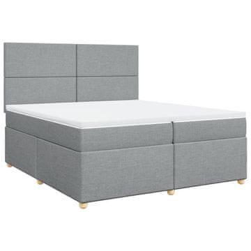 Vidaxl Box spring postelja z vzmetnico svetlo siva 200x200 cm blago