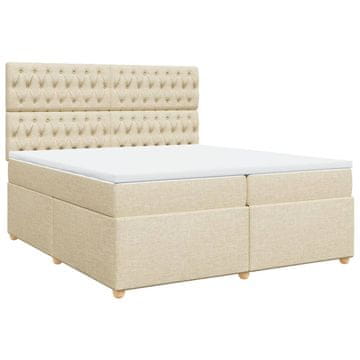 Vidaxl Box spring postelja z vzmetnico krem 200x200 cm blago