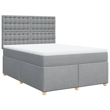 Vidaxl Box spring postelja z vzmetnico svetlo siva 140x200 cm blago