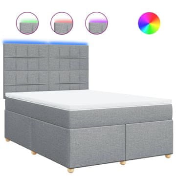 Vidaxl Box spring postelja z vzmetnico svetlo siva 140x200 cm blago