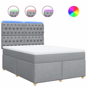 Vidaxl Box spring postelja z vzmetnico svetlo siva 140x200 cm blago