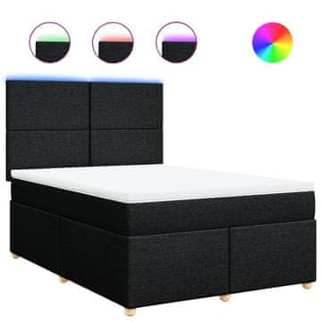 Vidaxl Box spring postelja z vzmetnico črna 160x200 cm blago