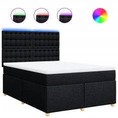 Vidaxl Box spring postelja z vzmetnico črna 160x200 cm blago