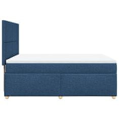 Vidaxl Box spring postelja z vzmetnico modra 140x200 cm blago