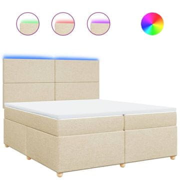 Vidaxl Box spring postelja z vzmetnico krem 200x200 cm blago