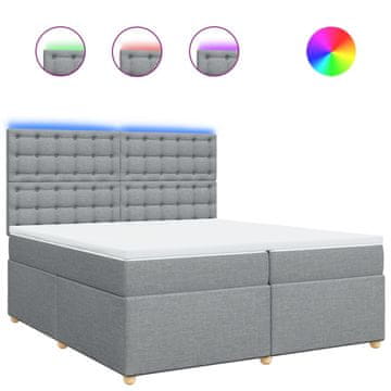 Vidaxl Box spring postelja z vzmetnico svetlo siva 200x200 cm blago
