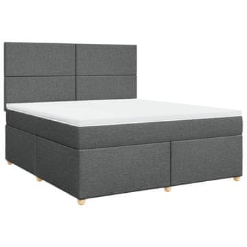 Vidaxl Box spring postelja z vzmetnico temno siva 180x200 cm blago