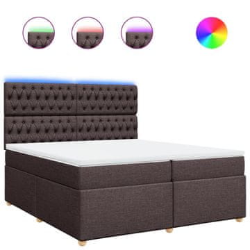 Vidaxl Box spring postelja z vzmetnico temno rjav 200x200 cm blago