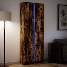 shumee vidaXL Visoka omara LED dimljeni hrast 74x32,5x200 cm inženirski les