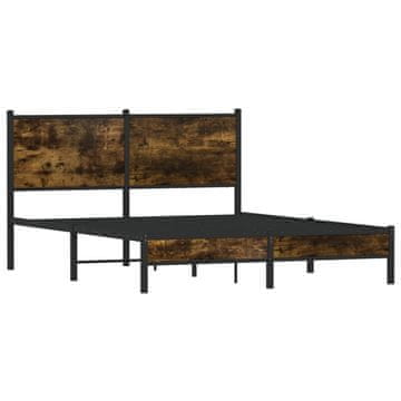 Vidaxl Kovinski posteljni okvir brez vzmetnice dimljen hrast 137x190cm