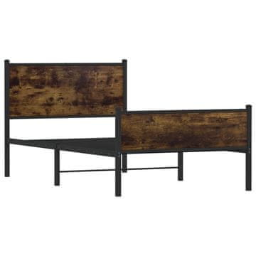 Vidaxl Kovinski posteljni okvir brez vzmetnice dimljen hrast 100x190cm