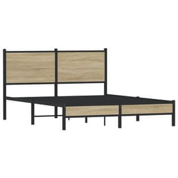 Vidaxl Kovinski posteljni okvir brez vzmetnice sonoma hrast 140x200 cm