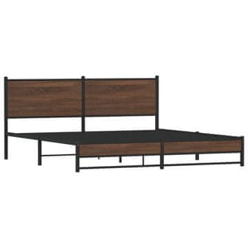 Vidaxl Kovinski posteljni okvir brez vzmetnice rjavi hrast 180x200 cm
