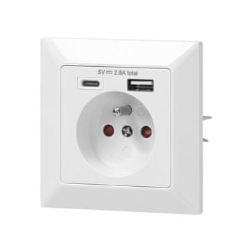 shumee ENOJNA VTIČNICA 2P+Z USB-A + USB-C IZHODOM