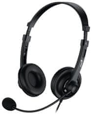 Genius HS-230U, slušalke, slušalke, žične, z mikrofonom, z nadzorom glasnosti, USB-C, črne
