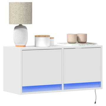 Vidaxl vidaXL Stenska TV omarica z LED osvetlitvijo, bela, 80x31x35 cm