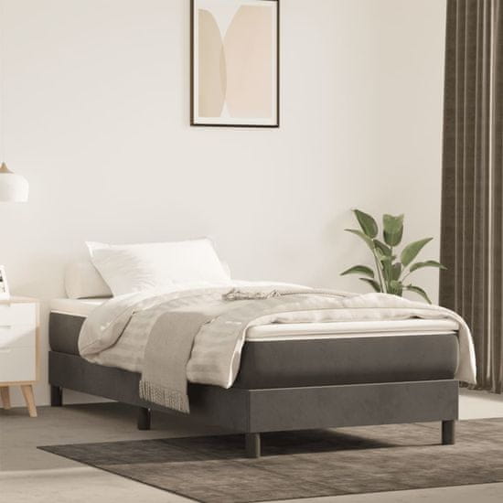 shumee vidaXL Vzmetnica z žepkasto vzmetjo temno siva 90x220x20 cm žamet