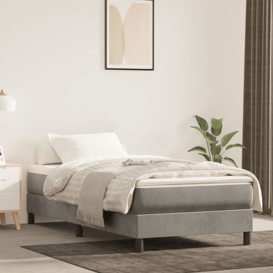 shumee vidaXL Vzmetnica z žepkasto vzmetjo svetlo siva 100x220x20 cm žamet