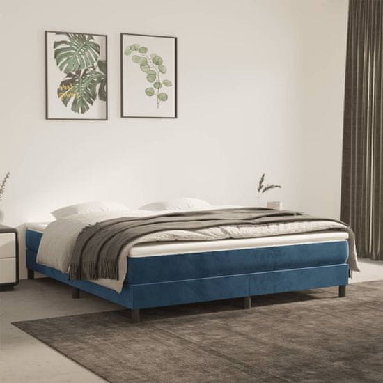 shumee vidaXL Vzmetnica z žepkasto vzmetjo temno modra 160x210x20 cm žamet