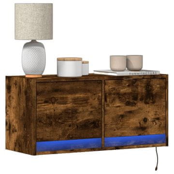 Vidaxl vidaXL Stenska TV omarica z LED osvetlitvijo dimljen hrast 80x31x35 cm