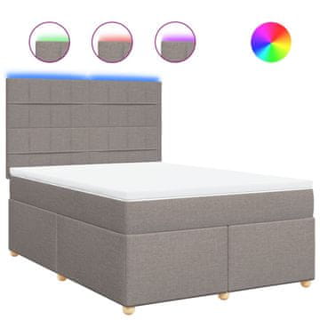 Vidaxl Box spring postelja z vzmetnico taupe 140x200 cm blago