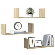 Vidaxl Stenska polica 3 kosi sonoma hrast 58x18x18 cm inženirski les