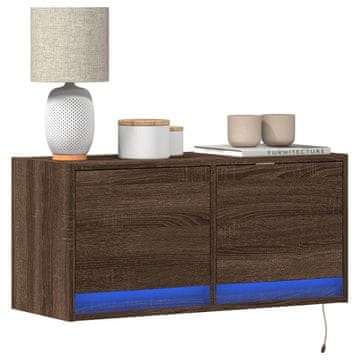 Vidaxl vidaXL Stenska TV omarica z LED rjavo hrastovo barvo 80x31x35 cm