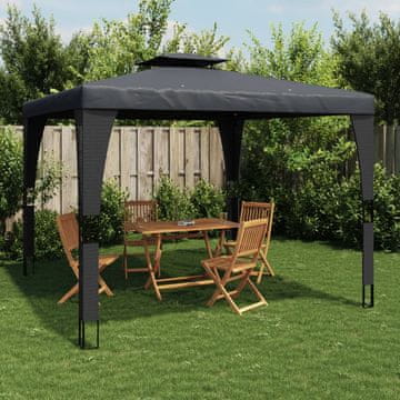 Vidaxl vidaXL Vrtna paviljon z dvojno streho, antracit, 2,98 x 2,98 m
