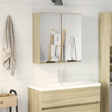 Vidaxl vidaXL Kopalniška omarica z ogledalom sonoma hrast 64,5x20x66,5 cm