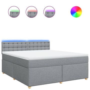 Vidaxl Box spring postelja z vzmetnico svetlo siva 180x200 cm blago