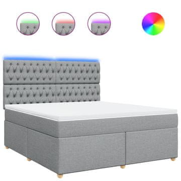 Vidaxl Box spring postelja z vzmetnico svetlo siva 180x200 cm blago